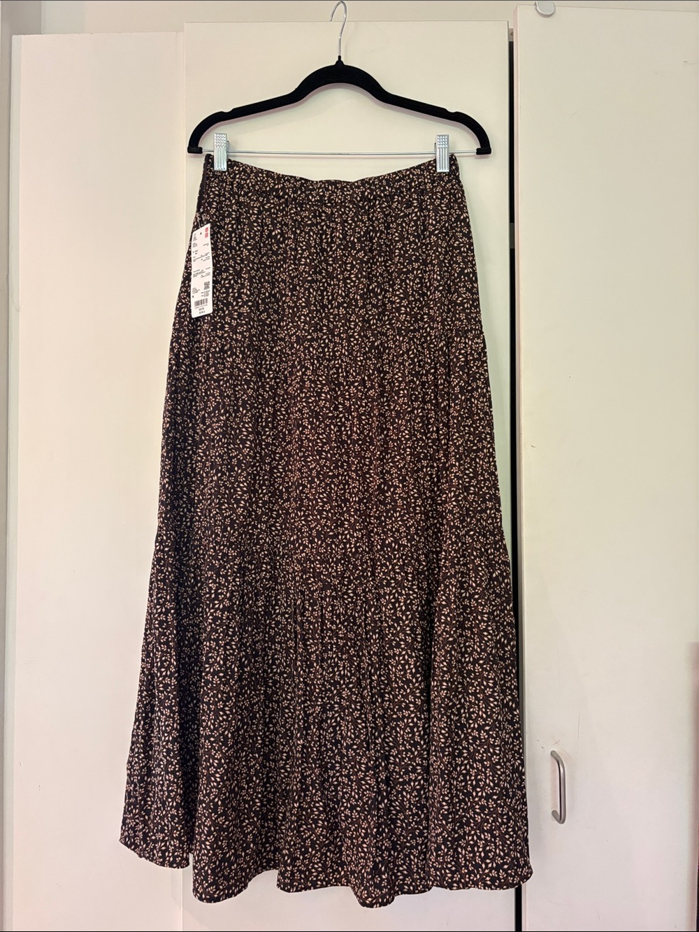 Uniqlo Brown Floral Tiered Maxi Skirt